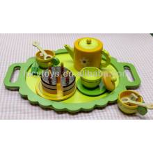 wooden green tea play set kitchen toy